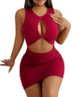 Cut-Out Bodycon Mini Dress – Red
