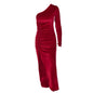 Evening Luxe Velvet Dress - Asymmetrical Cut