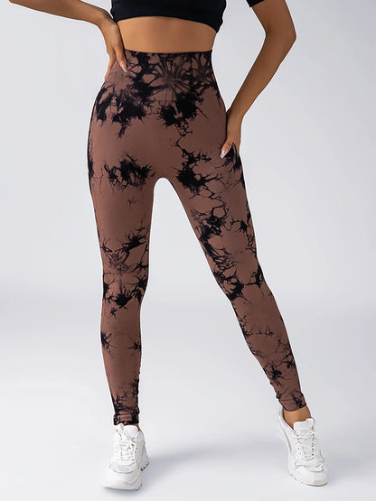 High-Waist Tie-Dye Seamless Leggings - Sculpt & Stretch