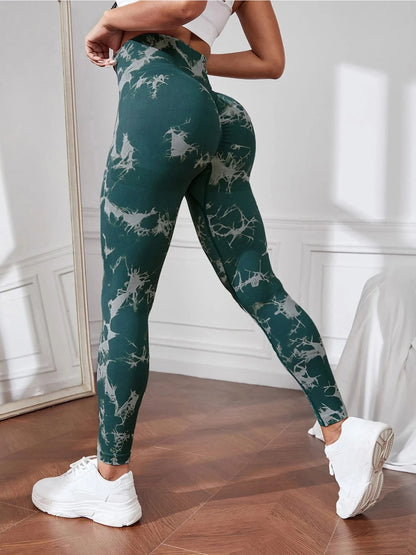 High-Waist Tie-Dye Seamless Leggings - Sculpt & Stretch