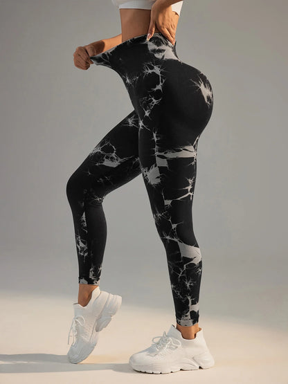 High-Waist Tie-Dye Seamless Leggings - Sculpt & Stretch