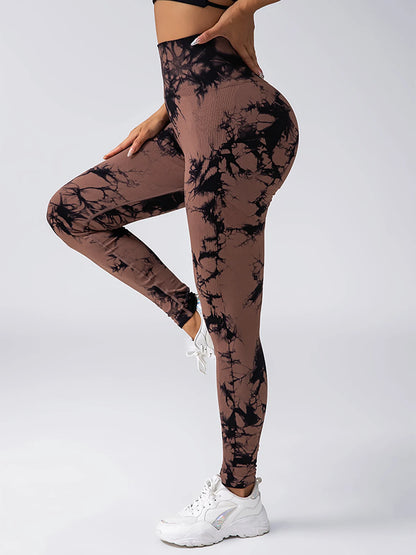 High-Waist Tie-Dye Seamless Leggings - Sculpt & Stretch
