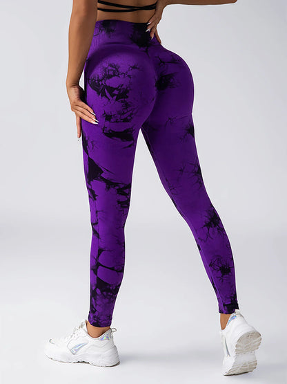 High-Waist Tie-Dye Seamless Leggings - Sculpt & Stretch