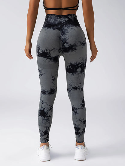 High-Waist Tie-Dye Seamless Leggings - Sculpt & Stretch