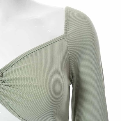 Backless Ribbed Long Sleeve Crop Top