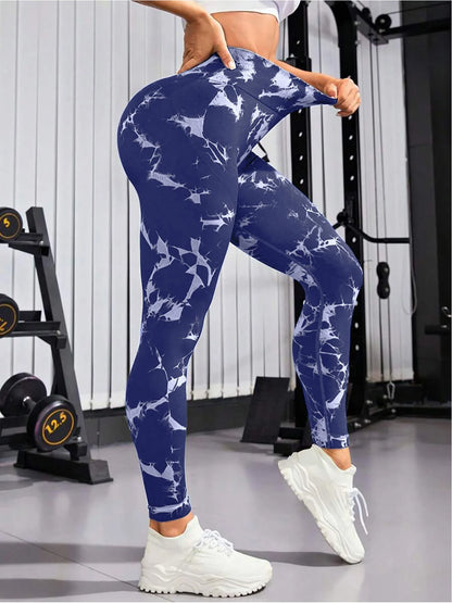 High-Waist Tie-Dye Seamless Leggings - Sculpt & Stretch