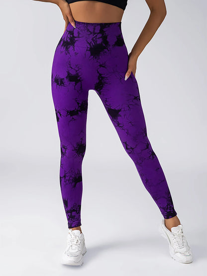 High-Waist Tie-Dye Seamless Leggings - Sculpt & Stretch