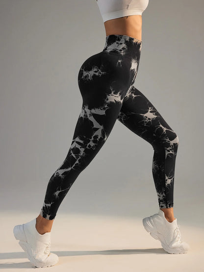 High-Waist Tie-Dye Seamless Leggings - Sculpt & Stretch