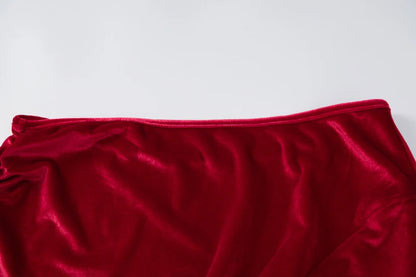 Evening Luxe Velvet Dress - Asymmetrical Cut
