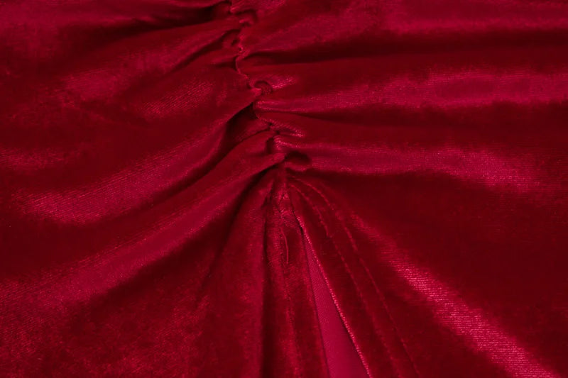 Evening Luxe Velvet Dress - Asymmetrical Cut