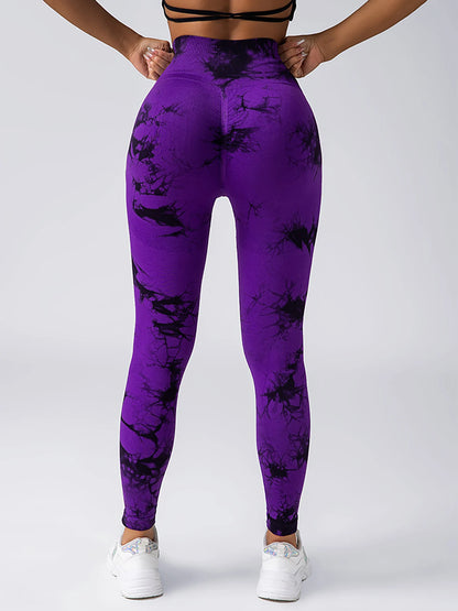 High-Waist Tie-Dye Seamless Leggings - Sculpt & Stretch